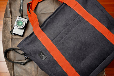 St Mark st. Tote (super tough 22oz black navy denim)